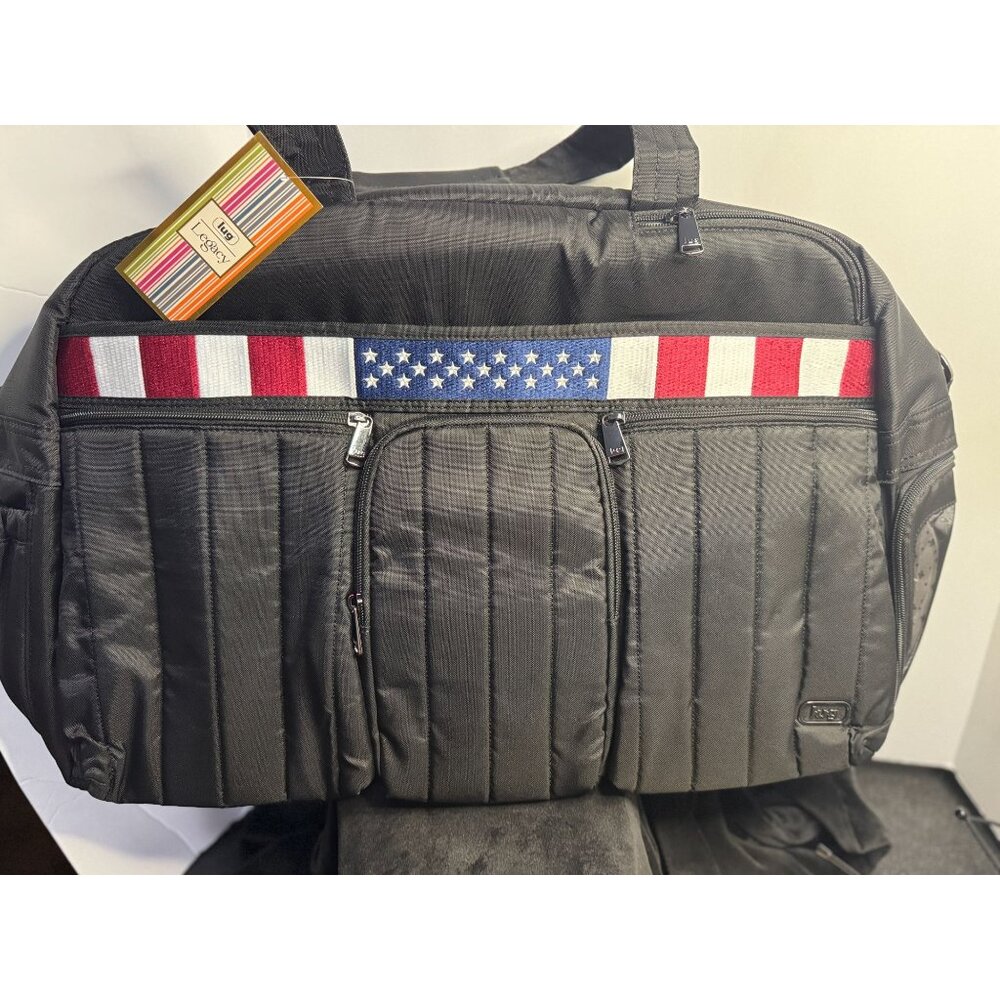 Lug Shuttlebus Duffle - Black with flag motiff